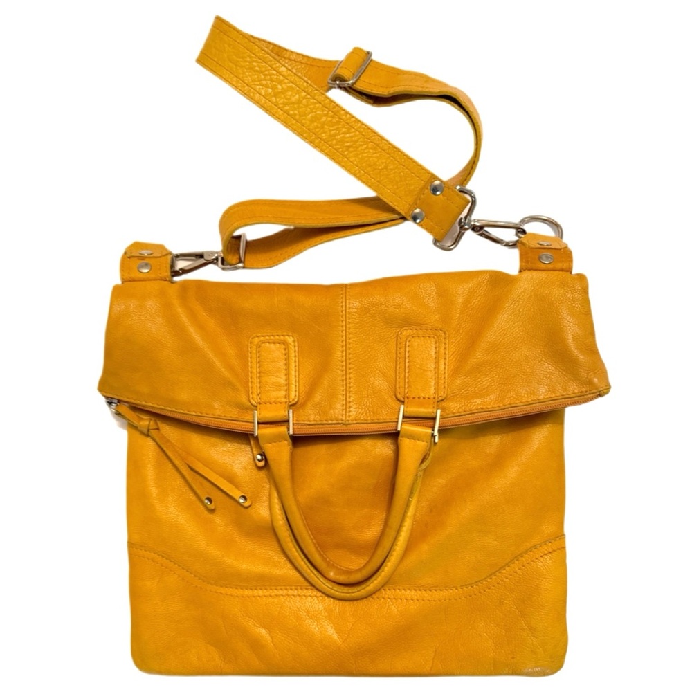 Maurizio Taiuti Yellow Leather Convertible Bag